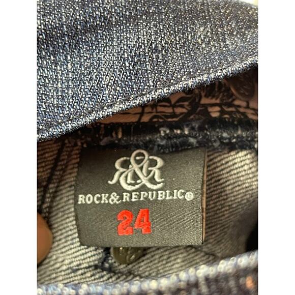 Y2K Rock & Republic Kasandra Dark Blue Denim Bootcut Low Rise Jeans Women's 24 - Picture 3 of 4